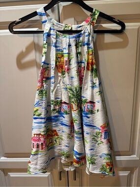 Paradisa Grenada multi-color coastal village print halter top